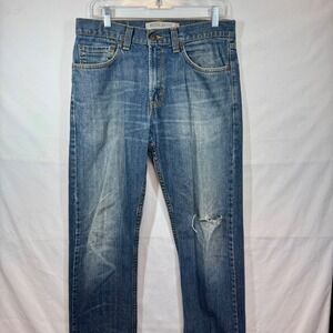 Levi's 505 Regular Fit‎ Jeans Distressed Denim Pants Medium Wash Sz 31x32